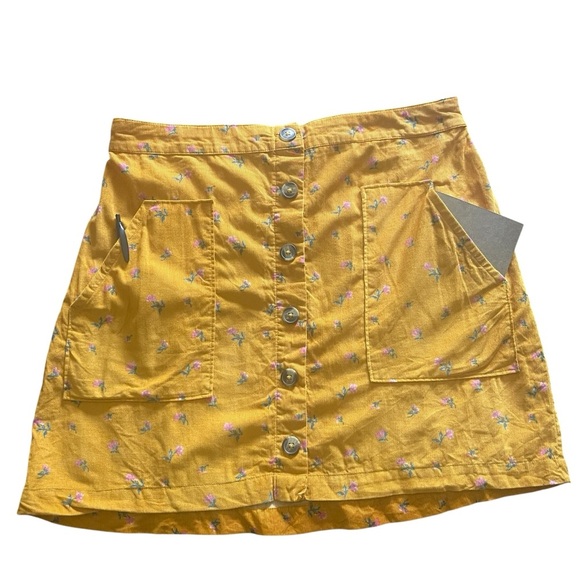American Eagle Outfitters Yellow Floral Mini Skirt Size:L - Picture 2 of 6